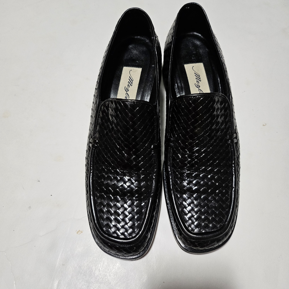 Mezlan Black Woven Leather Loafers